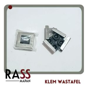 Plat Klem Wastafel Penjepit Kaca Ambalan + Karet