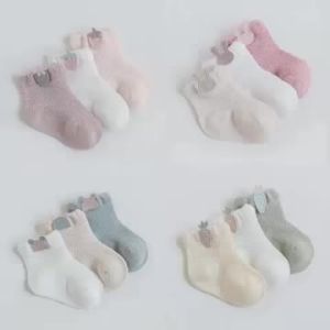 3Pairs/set Baby Girls Boys Socks Summer Mesh Thin Breathable Kids Socks for Girls Cotton Solid Casual Toddler Sock Age for 0-5Y