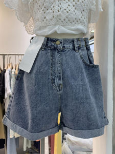 ปรับได้ พรางหุ่น เดนิม กางเกงขาสั้น พลัสไซส์ ผู้หญิงฤดูร้อนมาใหม่ หลวม เข้ารูปเอวสูงขากว้าง กางเกงยีนส์ สั้น กางเกง