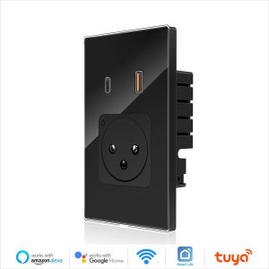 Melery | Melery Tuya Israel Wall Socket USB Type-C PD 20W Charge Wifi Smart Plug Outlet Glass Panel Remote Control by Alexa Google Home