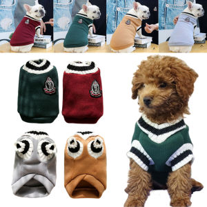 College Campus Style Pet Cat Dog Clothes Autumn Winter Pet Sweater V-neck Vest Soft Breathable