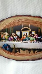 Tranh công giáo in trên tấm gỗ "Bữa tiệc ly" tranh treo trường size 45x30(cm) có móc treo phía sau in đẹp sang trọng