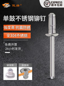 304 Stainless Steel Single Drum Rivet Structure Type Core Extractor Bodywork Pull Rivet Polished Surface Standard Chinese National