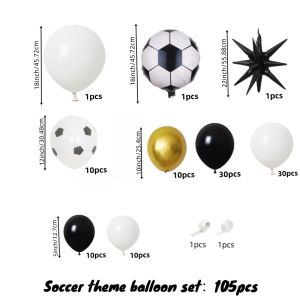 105Pcs Black and White Gold Football-Themed Balloon Arch Set 18inch Football-Themed Black Exploding Star Foil Balloons 2026 Football Game Party Decorations Bachelor Party Decorations for Men Fan Birthday Decorations Graduation Ceremony Backdrop Setup