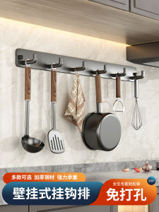 Stainless Steel One Row Adhesive Hooks No Punching Kitchen Bathroom Door Back Hanging Clothes Hooks Strong Adhesive Hooks