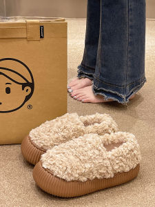 Womens Cotton Slippers Winter New Style Roman Style Thick Bottom Anti-slip Indoor Home Wear Plush Warm Cotton Shoes