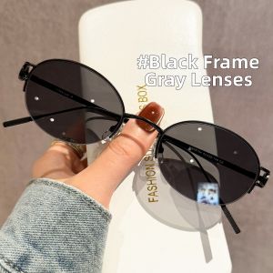 Schever | Vintage Retro Brown Rich Lady Style Ultra-light Titanium Frame Premium New Round Near-sighted Sunglasses