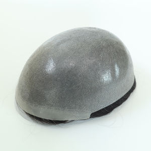 8x10in PU Replacement Systems Men Toupee Thin Skin 0.08-0.10mm V-loop All Over Breathable Handmade Natural Indian Human Hair