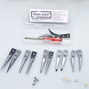 Ceramic Tweezers Tips Kit Stainless Steel Handle Anti Static High Precision Replacement Tweezers Repair Tools Set