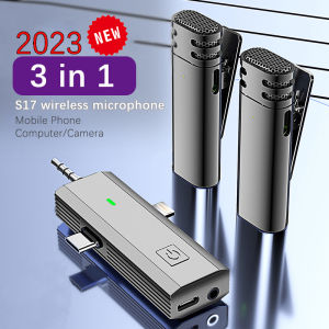 2024 3 In 1 Wireless Lavalier Microphone Intelligent Noise-Reducing Mic For I-phone Android SLR Camera Loudspeaker Speaker