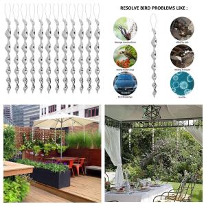 【Homelements】12/24pcs Bird Repellent Rotating Rod Reflective Spiral Deterrent Control Device