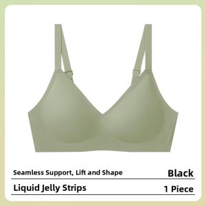 GEXINGJIEMEI | Seamless Soft Support Womens Bra Padded Jelly Strips Side Fatigue Reduction Comfortable Underwear V-Neck Fixed Strap Bra
