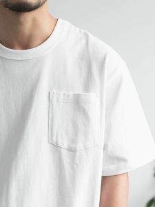 Pure Cotton White Pocket T-Shirt Mens Short Sleeve 250g Xinjiang Cotton Loose Fit Basic Style Japanese Style Body Shirt