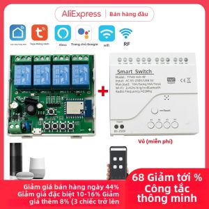 Công Tắc Thông Minh Tuya 4 Kênh 220V Mô-đun WiFi Điều Khiển Từ Xa Bộ Thu RF 12V 24V Rơle Thông Minh 10A Với Vỏ Miễn Phí Tương Thích Với Alexa & Google Home
