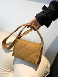 Large Capacity Diamond Pattern Quilted Crossbody Shoulder Bag Casual Lightweight Tote Bag New Underarm Pleated Tote Bag