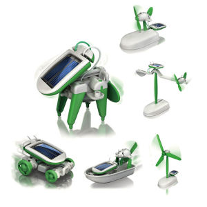Childrens Education Science Laboratory DIY Gadget 6-in-1 Solar Robot Kit Assembly Boat Fan Windmill Car Toy
