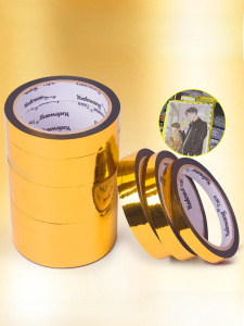 เทปตกแต่งสีทองสดใสสำหรับงานแต่งงาน แพ็คของขวัญ เรซิ่นเทปทองแดง พลาสติกหุ้มด้วยโลหะสำหรับตกแต่งงาน DIY