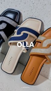 Lapepa Olla Sandal Teplek Selop Wanita Casual Bahan Kanvas Canvas Sendal Slop Cewek Denim