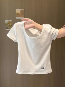 V.C.I | U-Neck Straight-Shoulder Fashionable Slim Fit Short Tee Shirt
