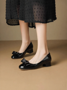 Reemoor | Round Toe Bow Accent Shallow Fall New Ladies Wedges