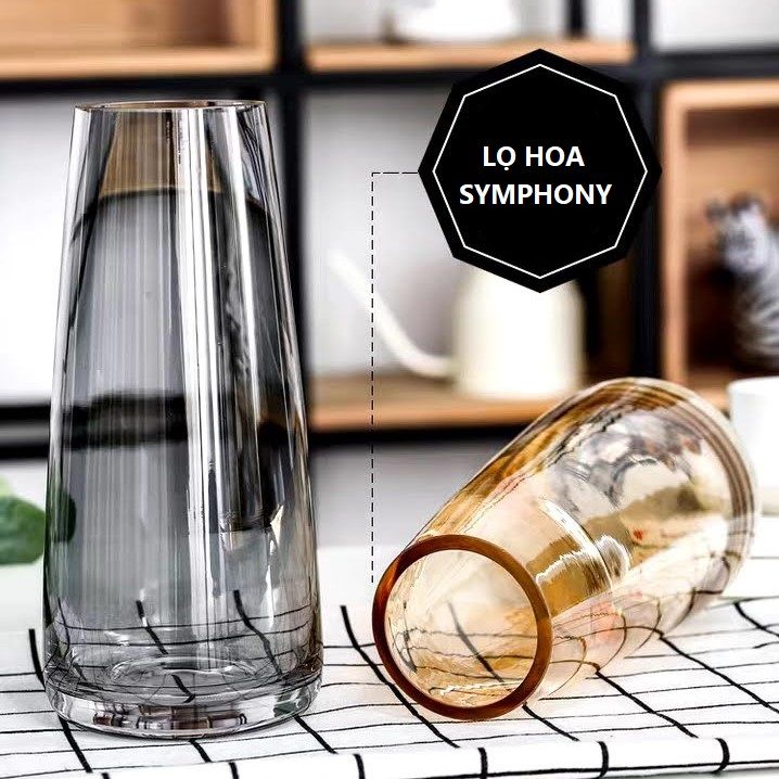 Bình hoa trang trí thuỷ tinh cao cấp Qhouse , lọ hoa decor để bàn làm ...