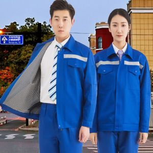 Thickened Long Sleeve Double Layer Inner Workwear Set for Men Autumn Winter Logo Printed And Embroidered Industrial Uniform