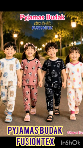 BAJU TIDUR BUDAK LELAKI PYJAMA BUDAK PEREMPUAN BRAND FUSIONTEX SIZE 2-12 100% COTTON PAJAMA BUDAK BOYS/GIRL PYJAMA