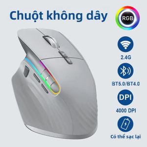 Công Thái Đa Thiết Bị Chuột Không Dây Bluetooth 5.0 & 3.0 2.4G Di Động Quang Tay Phải Chuột Máy Tính Với 6 Nút Sạc 4000 Dpi