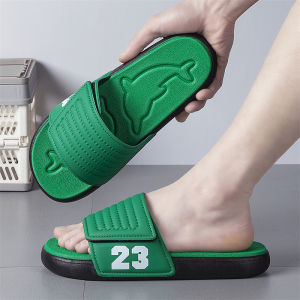 Spring Mens Slip-On Sandals Soft Bottom Flat Heel Magic Tape Red Lucky Slippers Trendy Casual EVA Shoes for Daily Wear