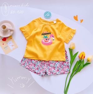 Váy thun cotton bèo cổ VNXK bé gái