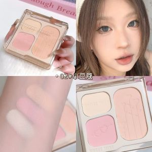 Sweet Mint Three Color Blush Palette Satin Finish Blush Highlight Enlarge Shrink Three in One Blush Cream Long Lasting Powder