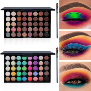 40 สี Glitter Eyeshadow Palette ฟรี 1 แปรง Matte กันน้ํา Long Lasting Eyeshaow Powder Palette เครื่องสําอางค์แต่งหน้าชุด