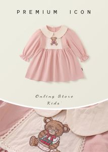 Princess Style Long Sleeve Dress Spring Autumn Childrens Fashion Fake Two-Piece Baby Birthday Gift Dress Soft Cotton Daily Wear