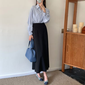 Slimming High Waist Midi Skirt for Women Commute Style A-Line Long Skirt plus Size Pear Shape Body Umbrella Skirt