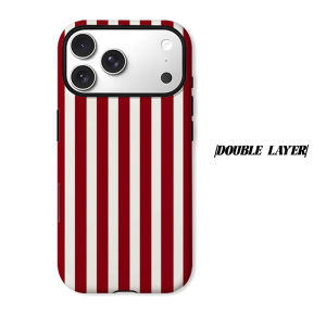 Classic Red White Stripe Phone Case for iPhone 18 17 16 15 14 13 12 11 Air Pro Max Plus Double-layer Cover