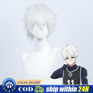 L-email wig Synthetic Hair Anime Jujutsu Kaisen Satoru Gojo Cosplay Wig Grey Short Fluffy Layered Men Wigs Heat Resistant Wig
