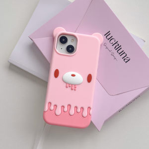 EOENKK | Cute Bear Silicone Phone Case For iPhone 13 14 15 16 17 Pro Max 16 17 Pro iPhone 16 17 Shockproof 3D Cartoon INS Phone Cover