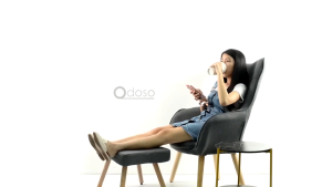 SOKANO SF009 Nordic Design Canvas Fabric High Back Sofa Wing Chair FREE LEG STOOL FREE 1 PILLOW for Living Room / Bedroom / Kerusi Kepak Sofa / Sofa Chair