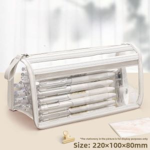 Large Capacity Transparent Double Layer Pencil Case Simple Design for Junior And High School Students Female Students Stationery