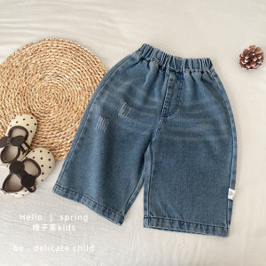 Korean Style Wide Leg Jeans Casual Straight Cut Pants for Girls Spring Autumn Season Baby Loose Fit Comfortable Childrens Clothing