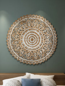 Exotic Rosewood Carved Panel Wall Decor Solid Wood Hollow out Design Sofa Background Living Room Decorative Artwork Thai Style