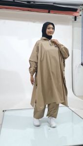 Jas Hujan Ponco Kelelawar Terbaik Anti Rembes Pria Wanita Bahan PVC 025 Tebal Kuat Elastis BY HELENA