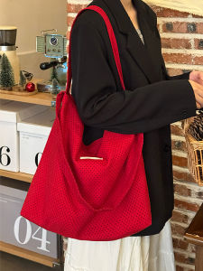 Korean Large Capacity Polka Dot Canvas Tote Bag Womens 2025 New Lazy Loose Shoulder Bag Underarm Bag Casual British Style