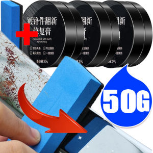 2Set 50g Car Chrome Polish Paste With Sponge Wipe Metal Polishing Restorer Rust Remover Cleaner Automotive Refurbishment Tools