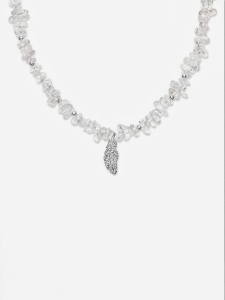 HEFANG Jewelry | White Crystal Feather Elegant Necklace