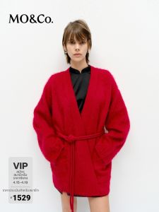 MO&Co. | Chinese Style Buckle Waist Wool Mohair Sweater Jacket