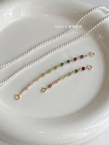 Natural Tourmaline Extension Chain Necklace Dopamine Necklace Light Luxury Minority Bracelet Anklet Natural Necklace Candy Color