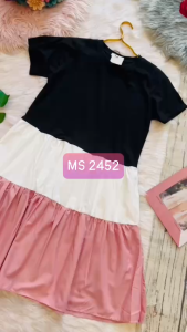 MYDU Shop I 2452 - ĐẦM XÒE TAY NGẮN PHỐI 3 MÀU XINH XẮN – Tươi Mới Thanh Lịch Và Phù Hợp Mọi Dịp