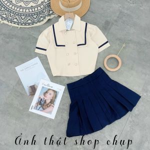 Set Thuỷ Thủ Áo Cổ Đức + Chân Váy Xếp Ly Có Quần
