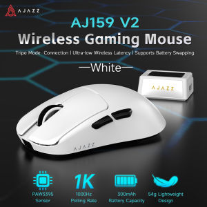 AJAZZ | New AJAZZ Wireless Mouse AJ159-V2 PAW3311 24000DPI/ AJ159-V2-MC PAW3395 32000DPI Gaming Chipest Mouse with Battey Swapping forPC